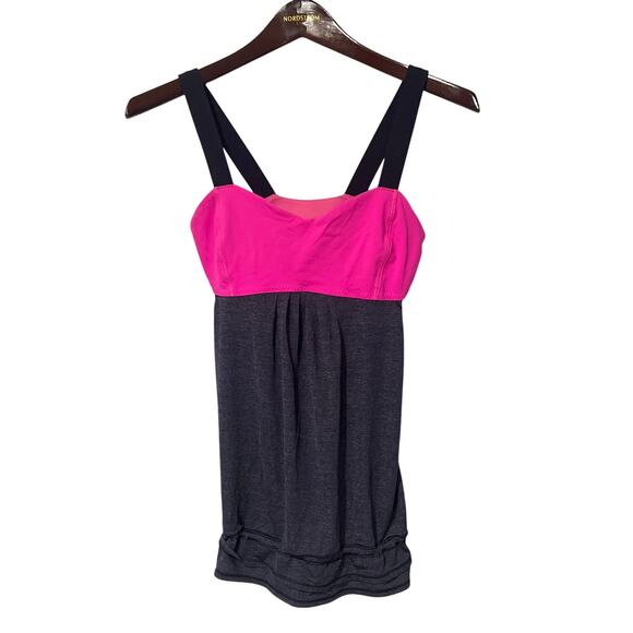 Lululemon Back on Track Pink Built in Sports Bra/ Running Shirt Size 6, KB452 - Picture 3 of 6